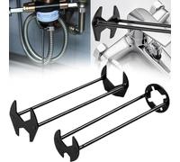 Giurui Clé d'évier multifonctionnelle, clé pour robinet, outil de robinet sous évier, clé de robinet, clé de robinet d'évier pour espaces restreints, clé hexagonale à quatre mâchoires pour salle de