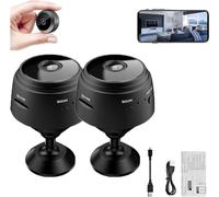 Giurui Mini caméra espion, mini caméra espion sans fil cachée avec audio, mini caméra de sécurité magnétique pour l'extérieur, mini caméra espion de sécurité sans fil (noir)