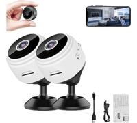 Giurui Mini caméra espion, mini caméra espion sans fil cachée avec audio, mini caméra de sécurité magnétique pour l'extérieur, mini caméra espion de sécurité sans fil (2 blancs)