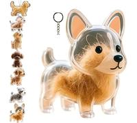 Giurui Porte-clés collecteur de poils de chien, boîte de rangement commémorative pour poils d'animaux, porte-clés transparent mignon, porte-clés transparent pour poils d'animaux domestiques, bouteille