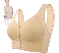 Giurui Soutien-gorge extensible respirant à fermeture avant pour personnes âgées, soutiens-gorge pour personnes âgées, beige, taille unique