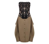 Giuseppe Di Morabito - Mini-robe en coton avec dentelle - Femme - Robes - Beige - Taille: 38 FR