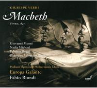 Macbeth Giuseppe Verdi (Compositeur), Giovanni Meoni (Baryton), Nadja Michael (Soprano), Fabrizio Beggi (Basse), Fabio Biondi (Chef d'orchestre), Europa Galante (Interprète) https://www.fnac.com/a12993553/Giuseppe-Verdi-Macbeth-CD-album?oref=d86f36c3-94c9-1496-38a2-6e5215168b49