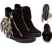 GIUSEPPE ZANOTTI Lorenz Fringe Wedge Sneakers HighTop Chaussures 38,5