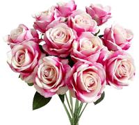 GIUSOBG 12 pièces Fleurs de Roses Artificielles 51cm Texture Veloutée Fausses Fleurs Roses Rose Fausses de Soie Tige Unique Artificielles pour Mariages