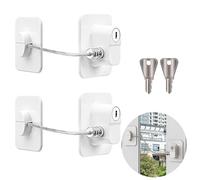 GIUSOBG 2 Pcs Serrures Réfrigérateur Enfant, Securite Fenetre Enfant avec Clés, Entrebailleur Fenetre Sans Perçage avec AdhéSif Puissant pour Fenêtres Bloque Porte Frigo (Carré Blanc)