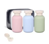 GIUSOBG 3 Pièces 300ml Flacon Voyage, Kit Voyage Toilette Réutilisable, Flacon Vide Pompe, Flacon de Voyage Pas Facile à Fuir pour Shampoing Gel Douche Lotion