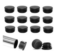 GIUSOBG 40 Pièces Inserts de Tubes Ronds 25mm, Bouchons de Poteau de Clôture en Plastique Noir, Bouchons de Tuyau, Noir RAL 9005
