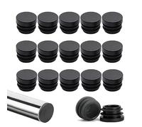 GIUSOBG 40 Pièces Inserts de Tubes Ronds de 16 mm, Bouchons de Poteau de clôture en Plastique Noir, Bouchons de Tuyau, Noir RAL 9005, Les Tubes en Acier