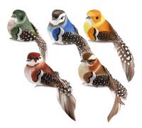 GIUSOBG 5pcs Oiseau Decoration, Oiseaux Decoratifs Exterieur, Oiseaux Artificiels en 5 Couleurs Clip Ornement Oiseau Artificiel pour Ornement Jardin,Forêt Décoration