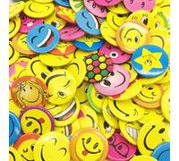 GIUSOBG Badge Smile Pins 60 Pièces 4.5cm Badge Epingle Rond Emballage Unique Indépendant Convient Aux Enseignants Médecins étudiants Activités Parents-Enfants Fêtes D'anniversaire