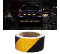 GIUSOBG Bande Reflechissante Autocollante 10M x 5cmJaune et Noir Ruban de Signalisation Reflechissant Imperméable DAvertissement Auto Ruban Davertissement Conspicuous pour véhicules, extérieur