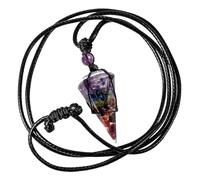 GIUSOBG Hexagone Pierre Precieuse Collier,Divinatoire Aura Cristaux Pierres Précieuses Naturelle Cristal Pendentif Cordon Réglable Cuir Noir,pour Convient Aux Femmes et Aux Hommes（Pierre colorée）