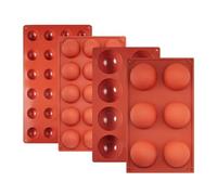 GIUSOBG Moule Silicone Patisserie 3 Pièces Moule Silicone Demi Sphere 6/15/24 trous Gelée de Chocolat, avec une Spatule Plateau à Muffins en BPA Free fur Bonbons, Biscuit, Gommeux, Jello