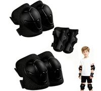 GIUSOBG Protection Roller Enfant Genouillères Enfants 6 en 1 Set Protection Skateboard Enfant, Equipement de Protection vec Genouillères pour Le Patinage à roulettes, Planche à roulettes (Noir)