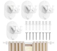 GIUSOBG Supports de Tringle à Rideau Auto-adhésifs 4 Pièces Support Tringle Rideaux sans Percage Blanc Support de Tringle à Rideau Support Tringle Rideaux pour Tringles à Rideaux, Salles Bains