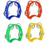 GIUSOBG Tambourin en Forme de Croissant 4 Pièces Manivelle Tambourin de Lune Tambourin à Main Convient Tambourin Demi-lune Convient Pour L'Éducation de la Petite Enfance les Spectacles Scolaires