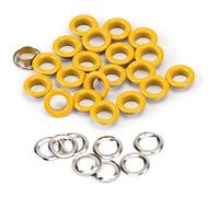 GIVBRO 100pcs Oeillets Oeillets et Rondelles - 10mm Antirouille Oeillets Outils Accessoires pour Bricolage Artisanat Vêtements Bâches Cuir Tissu Jaune