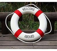 GIVBRO Bouée de sauvetage nautique décorative avec anneau de bienvenue à bord - Rouge