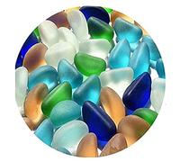 GIVBRO Galets décoratifs en granules de gravier de rivière, mini pierres en verre pour décoration de paysage, jardin, aquarium, 500 g
