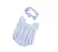 GIVBRO Lot de 2 accessoires de vêtements pour poupées - Barboteuse - Nœud - Tenue décontractée - Pour poupées de 40 cm - Bleu