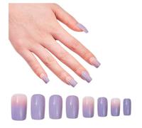 GIVBRO Lot de 24 faux ongles carrés auto-adhésifs à presser Motif fleurs cœurs à pois (#E)
