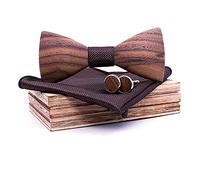 GIVBRO Lot de 3 nœuds papillon en bois pour homme avec boîte pour smoking, anniversaire de mariage, bal de fin d'année, fête