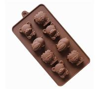 GIVBRO Moules en silicone à 8 cavités en forme de lion hippopotame ours moules de cuisson pour chocolat, gelée, gâteau, pudding et glaçons