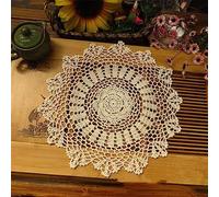 GIVBRO Napperons en dentelle Napperons ronds au crochet avec motifs floraux Nappe Dessous de verre rustiques en dentelle Tapis de vase pour mariage fête décoration de canapé Beige