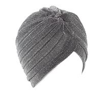 GIVBRO Paillettes Turban Casquettes Couvre-Chef Enveloppement Cheveux écharpe Bandeau Chimio Perte de Cheveux Chapeau Bonnet de Nuit pour Femmes Maquillage Sport décontracté Argent