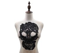 GIVBRO Patch à coudre en dentelle - Motif tête de mort - Pour costume - Accessoires pour robe de mariée - Noir