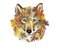 GIVBRO Patch thermocollant pour transfert de chaleur - Motif loup d'automne - Pour vêtements, t-shirts, vestes, jeans, sacs à dos