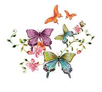 GIVBRO Patch thermocollant - Transfert thermique - Motif papillon et fleurs - Pour vêtements, t-shirts, vestes, jeans, sacs à dos