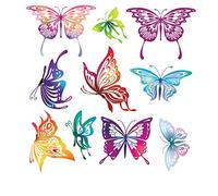 GIVBRO Patch thermocollant - Transfert thermique - Motif papillon et fleurs - Pour vêtements, t-shirts, vestes, jeans, sacs à dos