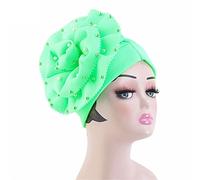 GIVBRO Perle Bonnets Turbans Floral Chapeaux Wrap Cheveux Bonnet Chimio Bandeau Perte De Cheveux Chapeau Bonnet De Nuit pour Femmes Dress Up Vert