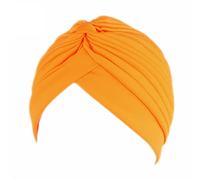 GIVBRO plissé Turban Casquettes Vintage Chapeaux Enveloppement Cheveux Casquette Chimio Bandeau Perte de Cheveux Chapeau Bonnet de Nuit pour Les Femmes Habiller Orange