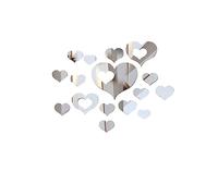 GIVBRO Stickers muraux en acrylique 3D en forme de cœur pour décoration de maison, salon, chambre à coucher, argenté