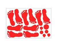 GIVBRO Stickers muraux phosphorescents pour Halloween, motif empreintes de pieds et fenêtre - Rouge