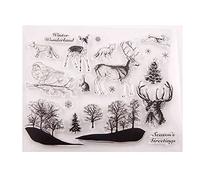 GIVBRO Tampon transparent autocollant, motif animaux de la forêt, pochoir pour scrapbooking, motif cerf, élan, outil de gaufrage