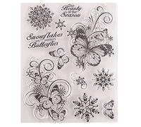 GIVBRO Tampon transparent autocollant, pochoir pour scrapbooking, motif papillon, fleur, pour loisirs créatifs, fabrication de cartes de vœux (#A)