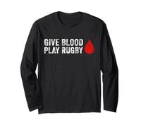 Give Blood Play Rugby Player Funny Rugger League Union Humour Manche Longue