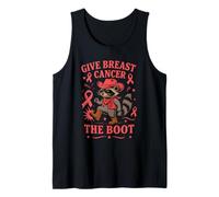 Give Breast Cancer The Boot Awareness Cowboy Raccoon Ribbon Débardeur