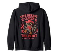 Give Breast Cancer The Boot Awareness Cowboy Raccoon Ribbon Sweat à Capuche