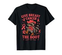 Give Breast Cancer The Boot Awareness Cowboy Raccoon Ribbon T-Shirt
