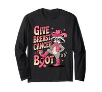 Give Breast Cancer The Boot Awareness Feral Ribbon Manche Longue