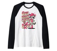 Give Breast Cancer The Boot Awareness Feral Ribbon Manche Raglan