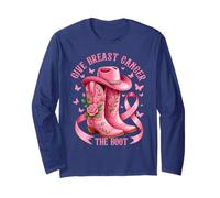 Give Breast Cancer The Boot Cowgirl Cancer Awareness Ribbon Manche Longue