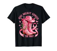 Give Breast Cancer The Boot Cowgirl Cancer Awareness Ribbon T-Shirt