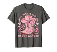 Give Breast Cancer The Boot Cowgirl Cancer Awareness Ribbon T-Shirt