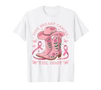 Give Breast Cancer The Boot Cowgirl Cancer Awareness Ribbon T-Shirt